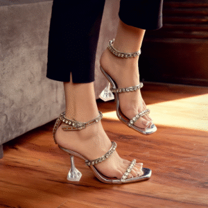 Hazel triple stone heel for women – elegant embellished heels for weddings, parties, and evening wear.