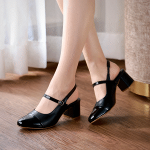 Women’s Mary Jane matte pumps – classic strap heels for office, casual, and formal wear.